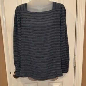 LOFT Gray Striped Semi-Sheer Blouse. Sz Small
